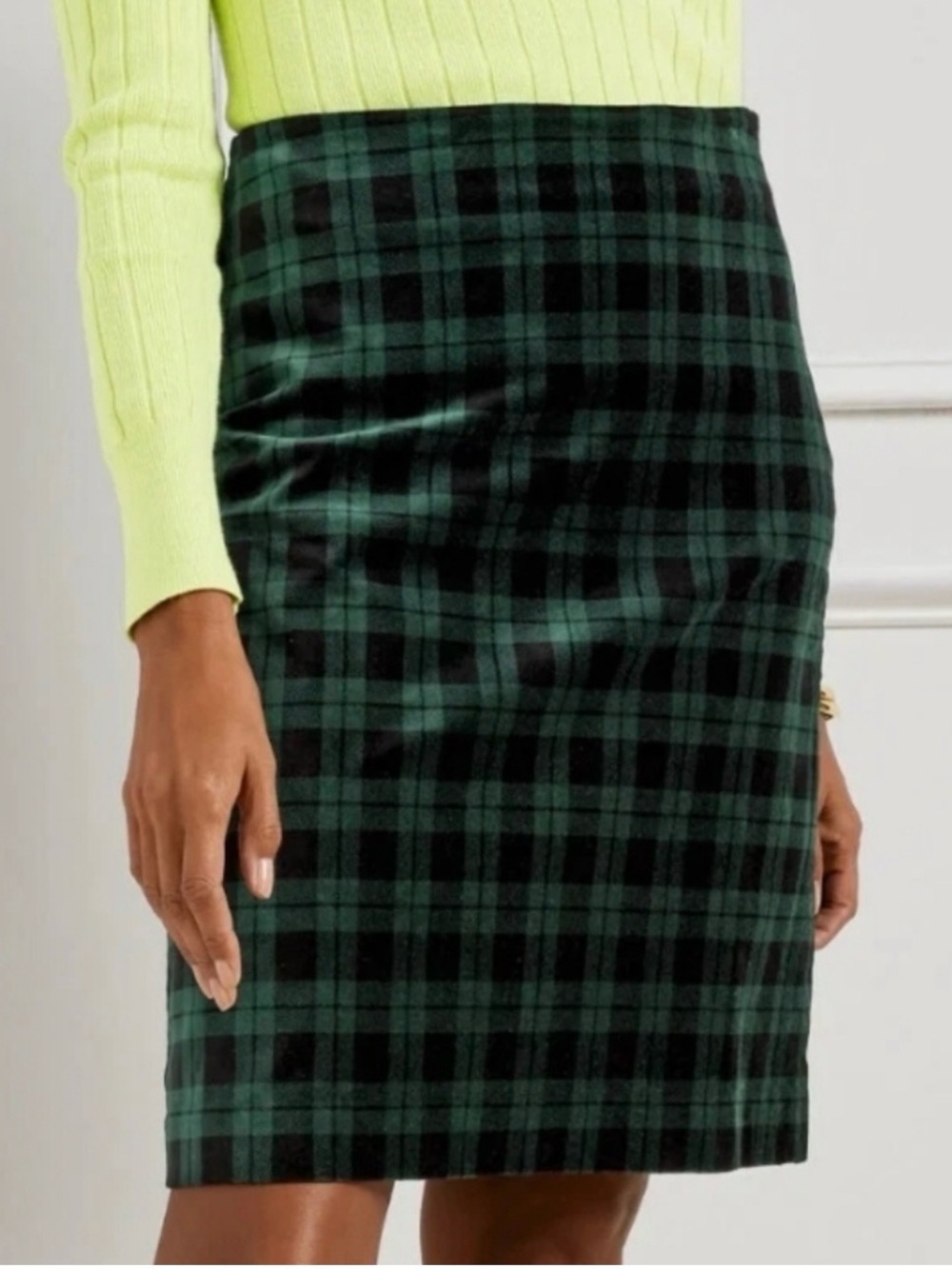 Talbots green and black plaid skirt NWT 12